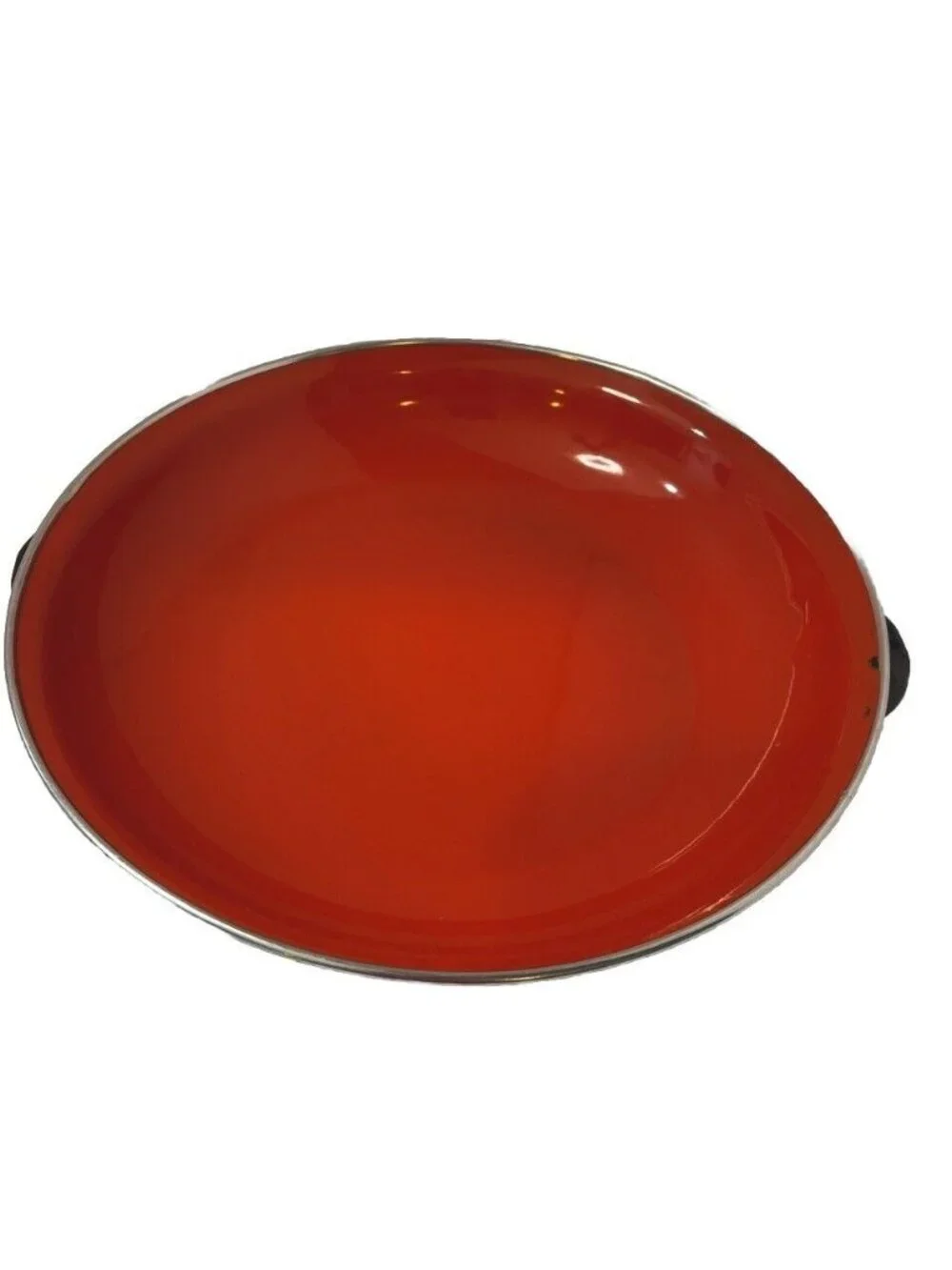 MCM Nesting Enamel Saute Pan Yugoslavia Porcelain Enamel Red Emo Celji NLM
